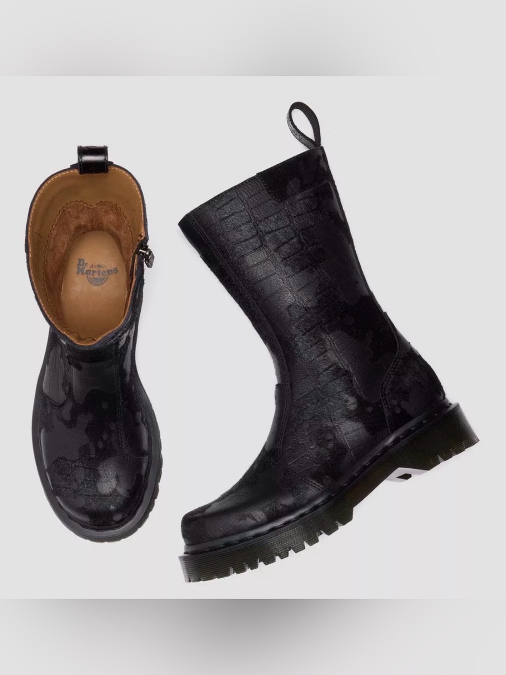 Dr Martens REJENA Hair On Croc Emboss Leather Boots Size 11 NIB - Picture 9 of 10